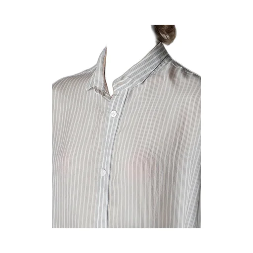 Cupro Stripe Design Collar Big Blouse