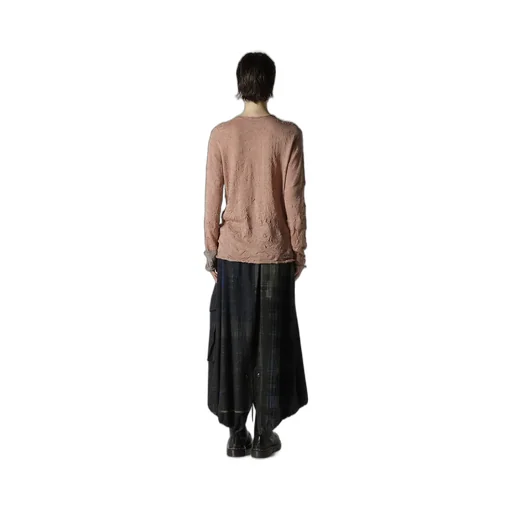 Round Neck Wrinkled Long Sleeve Pullover