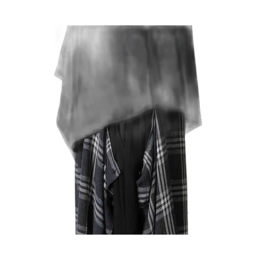 Rib/Denim Combination Flare T With Gathers