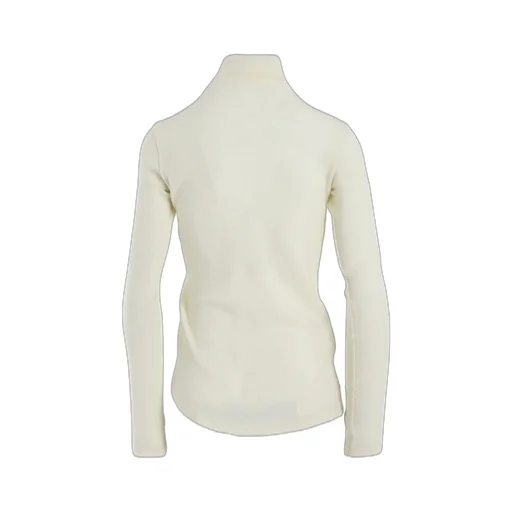 Rib/Denim Combination High Neck T With Gathers
