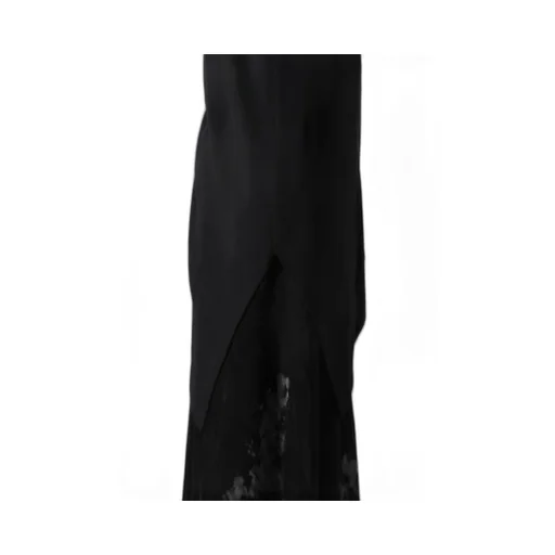 Rib/Denim Combination Long T With Gathers