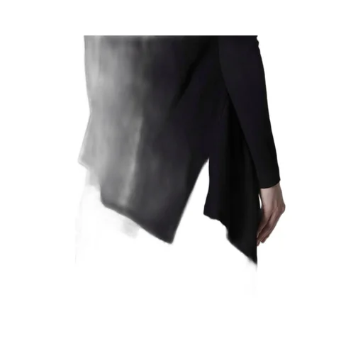 Rib/Denim Combination Flare T With Gathers