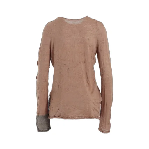 Round Neck Wrinkled Long Sleeve Pullover