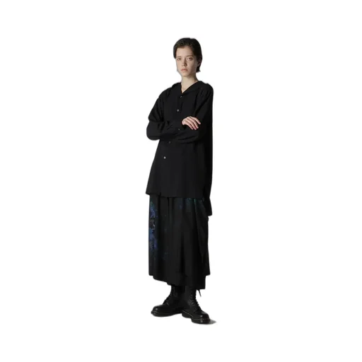 Flower/Lace-Preint Dungaree Twill Pants