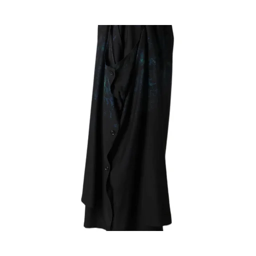 Flower/Lace-Preint Dungaree Twill Pants