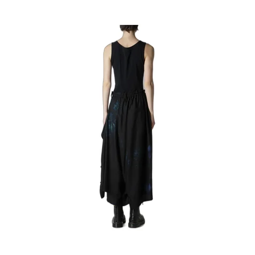 Flower/Lace-Preint Dungaree Twill Pants