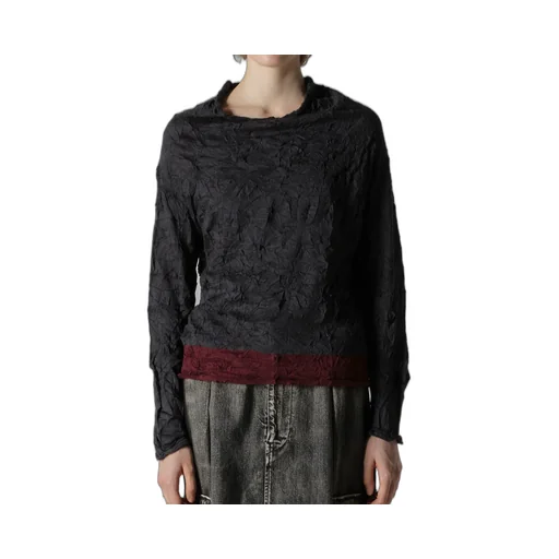 Off Neck Wrinkled Long Sleeve Pullover
