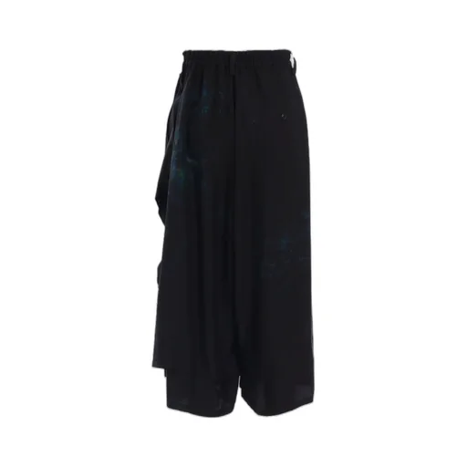 Flower/Lace-Preint Dungaree Twill Pants