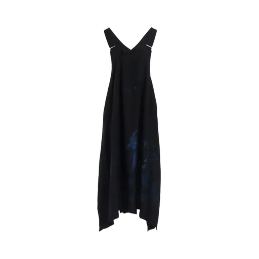 Flower/Lace-Preint Dungaree Twill Overalls Dress