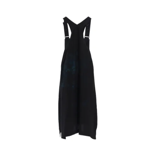 Flower/Lace-Preint Dungaree Twill Overalls Dress