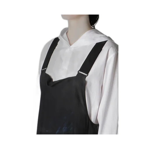 Flower/Lace-Preint Dungaree Twill Overalls Dress