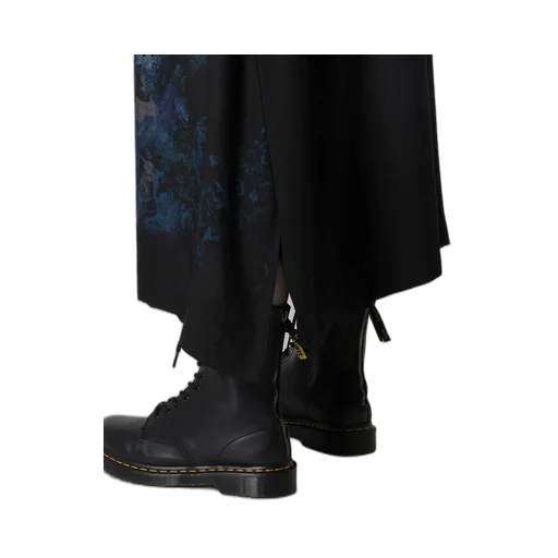 Flower/Lace-Preint Dungaree Twill Overalls Dress