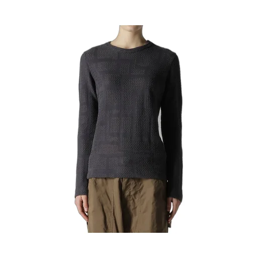 Geometric Sheer Jq Round Neck Long Sleeve T