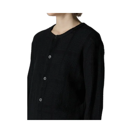 Geometric Sheer Jq Round Neck Long Cardigan