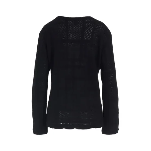 Geometric Sheer Jq Round Neck Long Cardigan