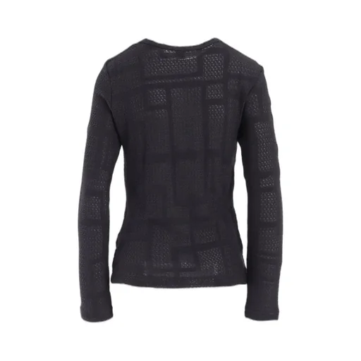 Geometric Sheer Jq Round Neck Long Sleeve T