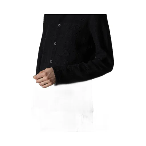 Geometric Sheer Jq Round Neck Long Cardigan