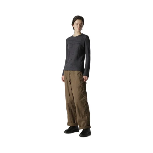 Geometric Sheer Jq Round Neck Long Sleeve T