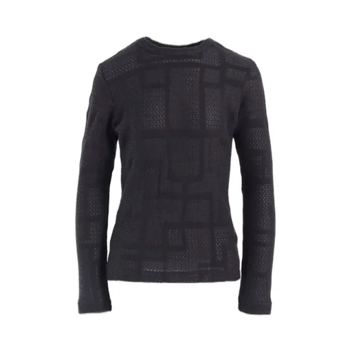 Geometric Sheer Jq Round Neck Long Sleeve T