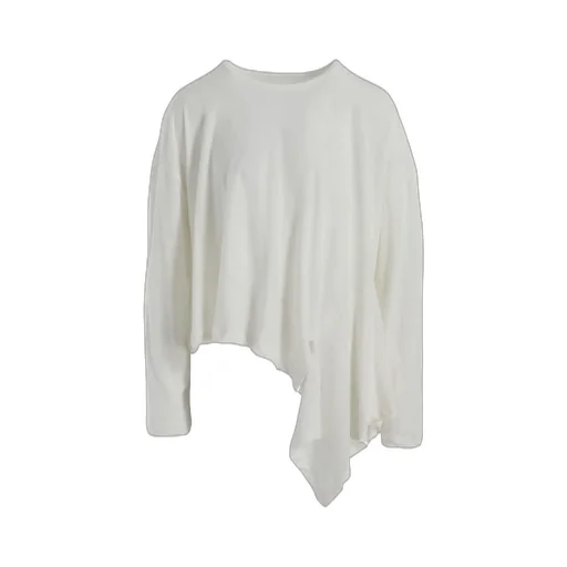 Hard-Twisted Jersey Asymmetric Round Neck T