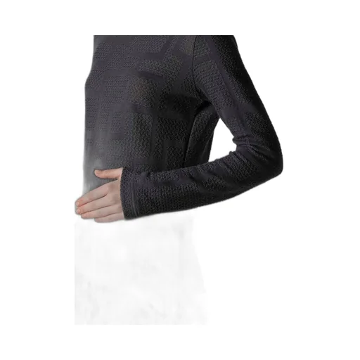 Geometric Sheer Jq Round Neck Long Sleeve T