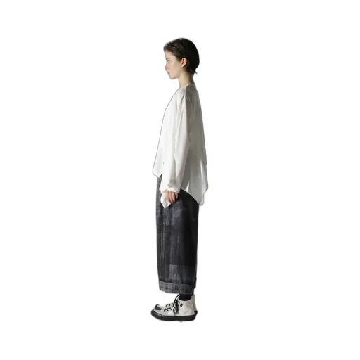 Hard-Twisted Jersey Asymmetric Round Neck T