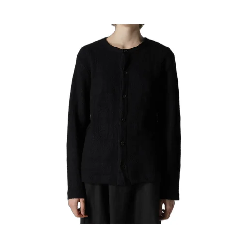 Geometric Sheer Jq Round Neck Long Cardigan