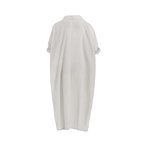Cotton Voile Rolled-Up Half Sleeve Stripe Dress