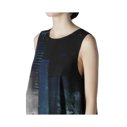 Cupro Blurry Flower Print Belt Tent Dress