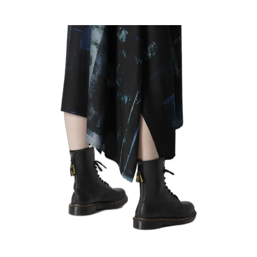Cupro Blurry Flower Print Belt Tent Dress