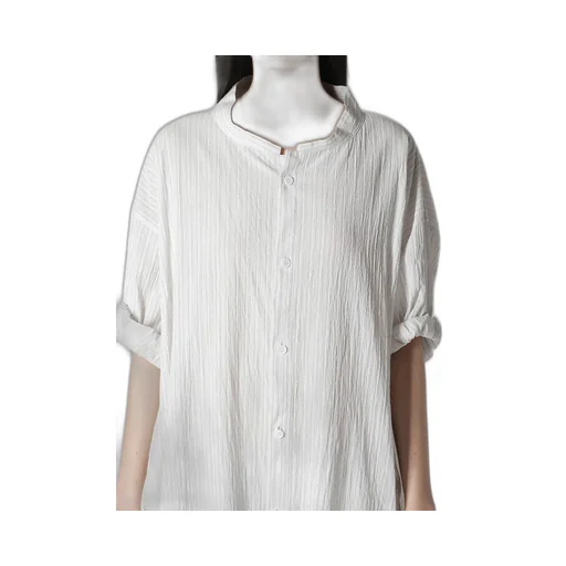 Cotton Voile Rolled-Up Half Sleeve Stripe Dress