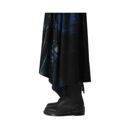 Cupro Blurry Flower Print Shirring Skirt