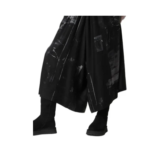 Cupro Blurry Flower Print Right-Side Gatehred Pants