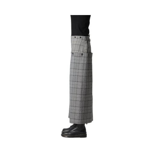 Grid Plaid Button Skirt