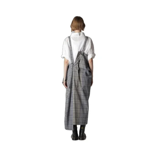 Grid Plaid Square Shoulder Strap Dress