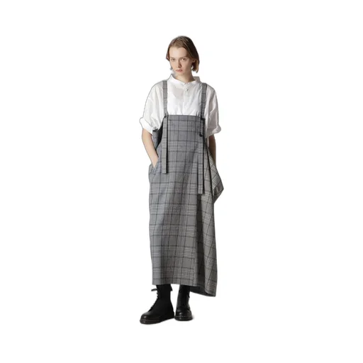 Grid Plaid Square Shoulder Strap Dress