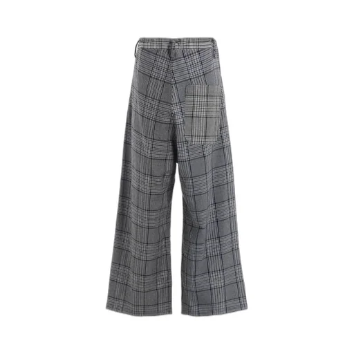Grid Plaid Long Straight Pants