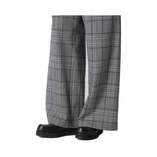 Grid Plaid Long Straight Pants