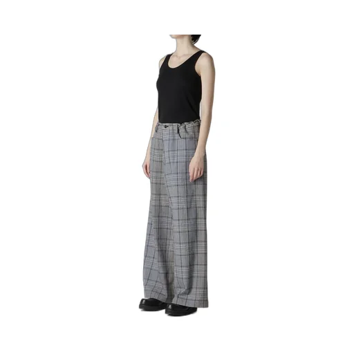 Grid Plaid Long Straight Pants