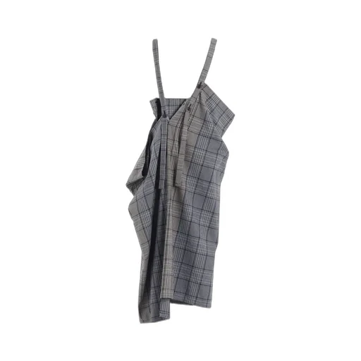 Grid Plaid Square Shoulder Strap Dress