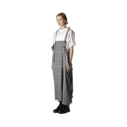 Grid Plaid Square Shoulder Strap Dress