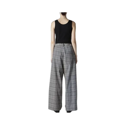 Grid Plaid Long Straight Pants