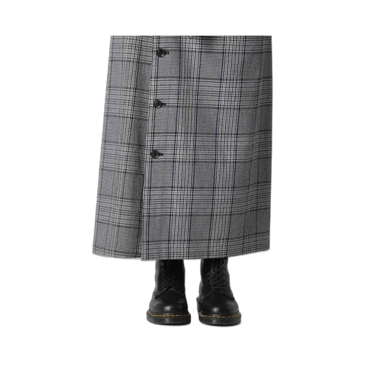Grid Plaid Button Skirt