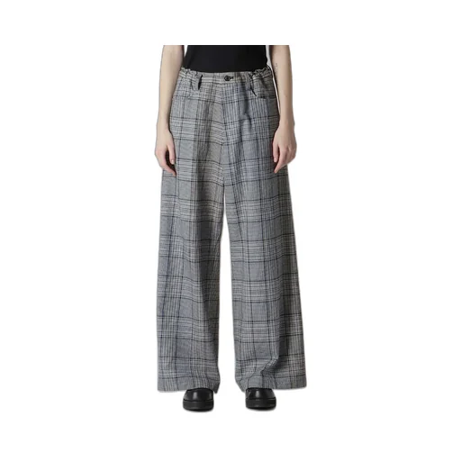 Grid Plaid Long Straight Pants