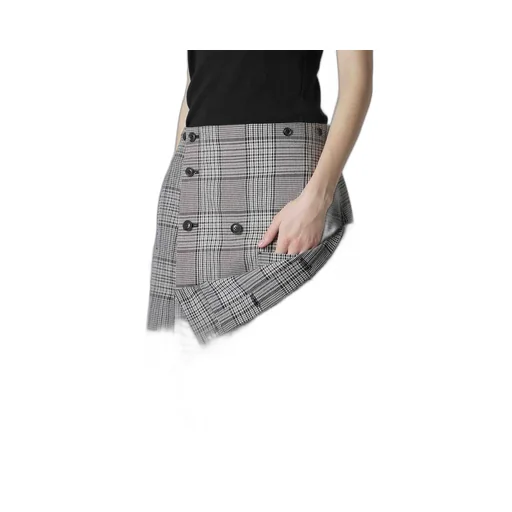 Grid Plaid Button Skirt