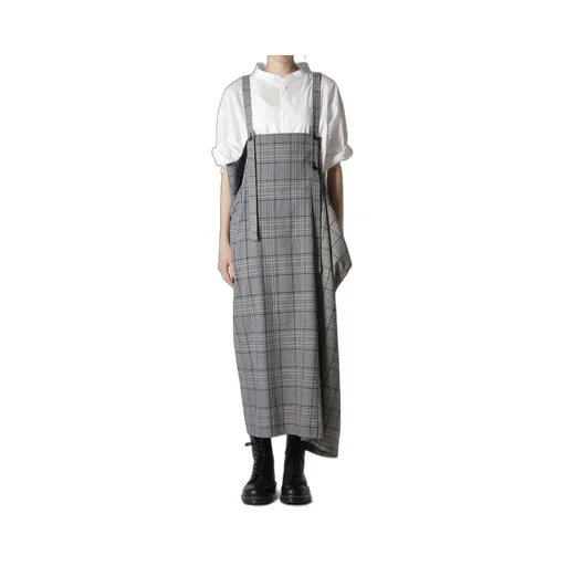 Grid Plaid Square Shoulder Strap Dress