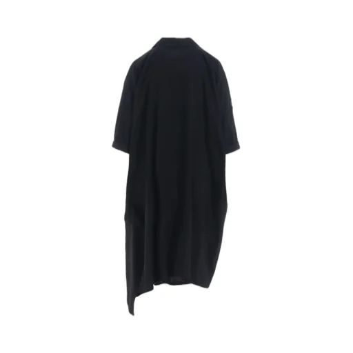 Crepe De Chine/6Oz Denim Asymmetric Half Sleeve Dress