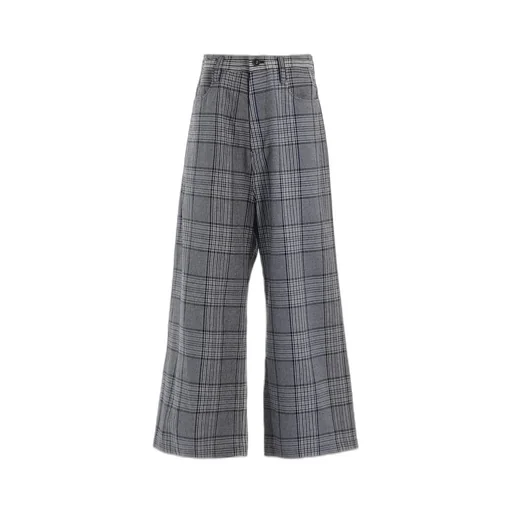Grid Plaid Long Straight Pants