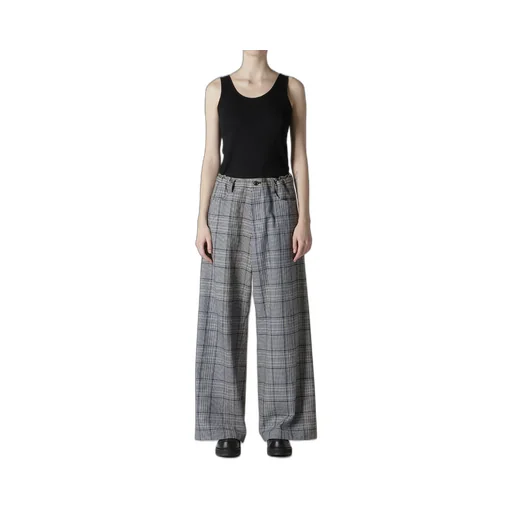 Grid Plaid Long Straight Pants