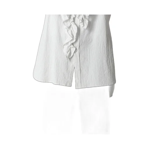 Cotton Voile Untrimmed Frill Stripe Blouse